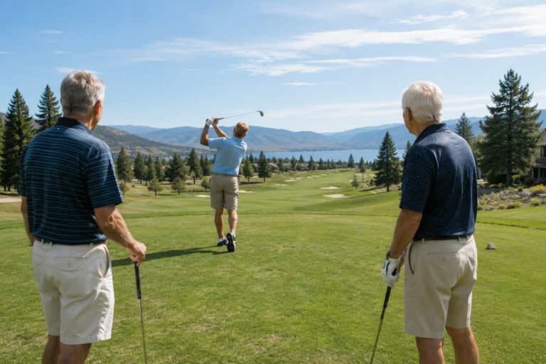 3 men golfing